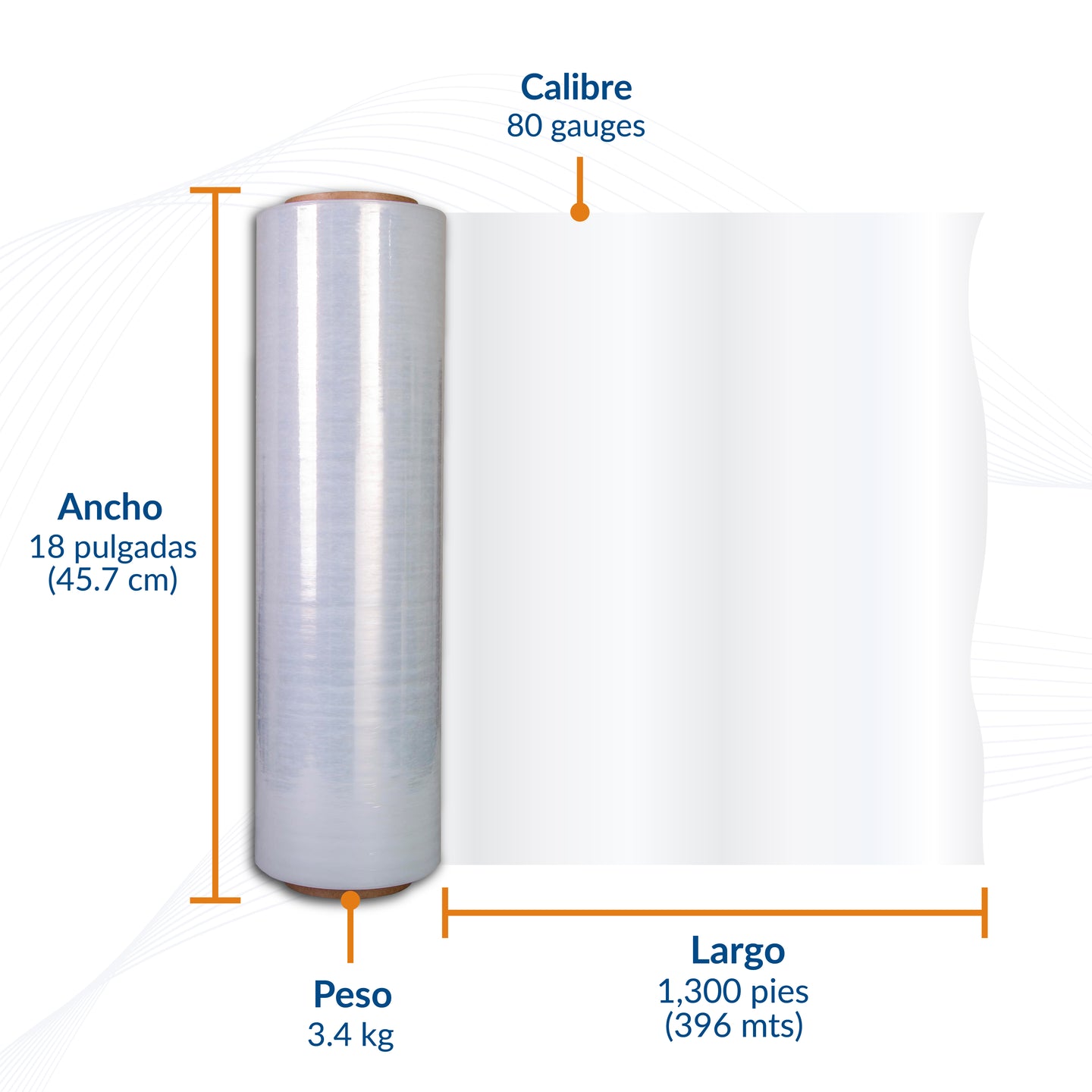 Packsys Película Stretch Manual Rollo de Playo Transparente Estirable